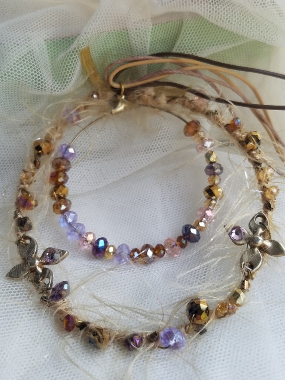 Swarovski Elements Huge Double Circle Multimedia Long Necklace Handmade NWT